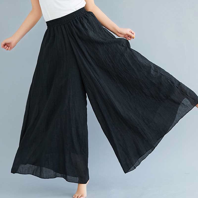 Pantaloni larghi in cotone e lino casual da donna Buddha Stones per yoga e danza