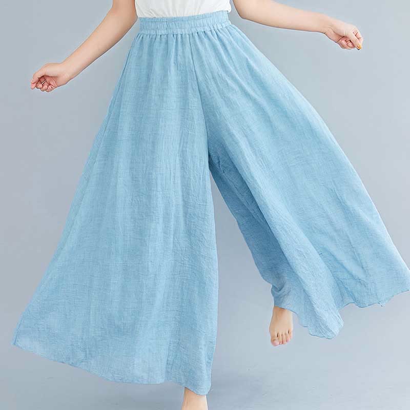 Pantaloni larghi in cotone e lino casual da donna Buddha Stones per yoga e danza