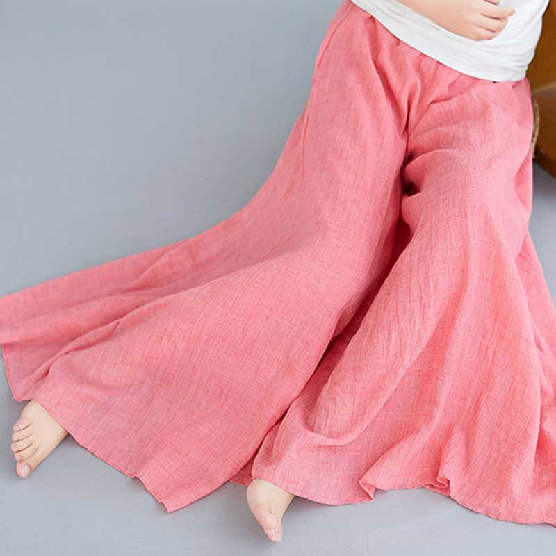 Pantaloni larghi in cotone e lino casual da donna Buddha Stones per yoga e danza