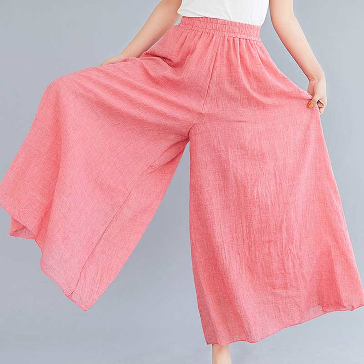 Pantaloni larghi in cotone e lino casual da donna Buddha Stones per yoga e danza