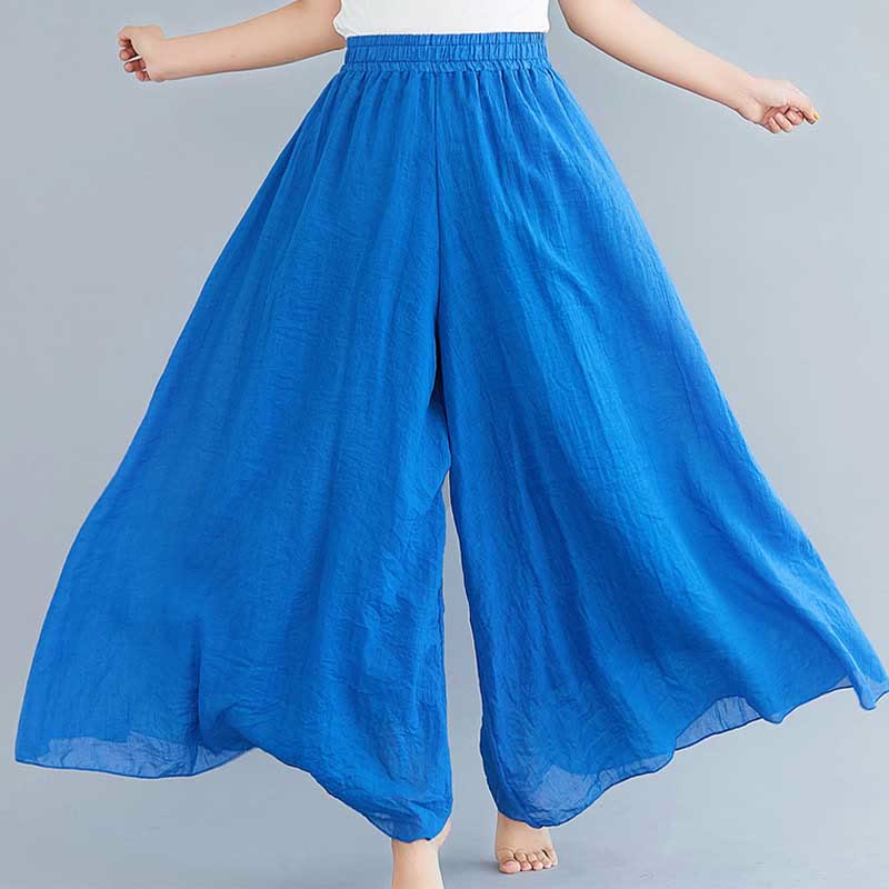 Pantaloni larghi in cotone e lino casual da donna Buddha Stones per yoga e danza