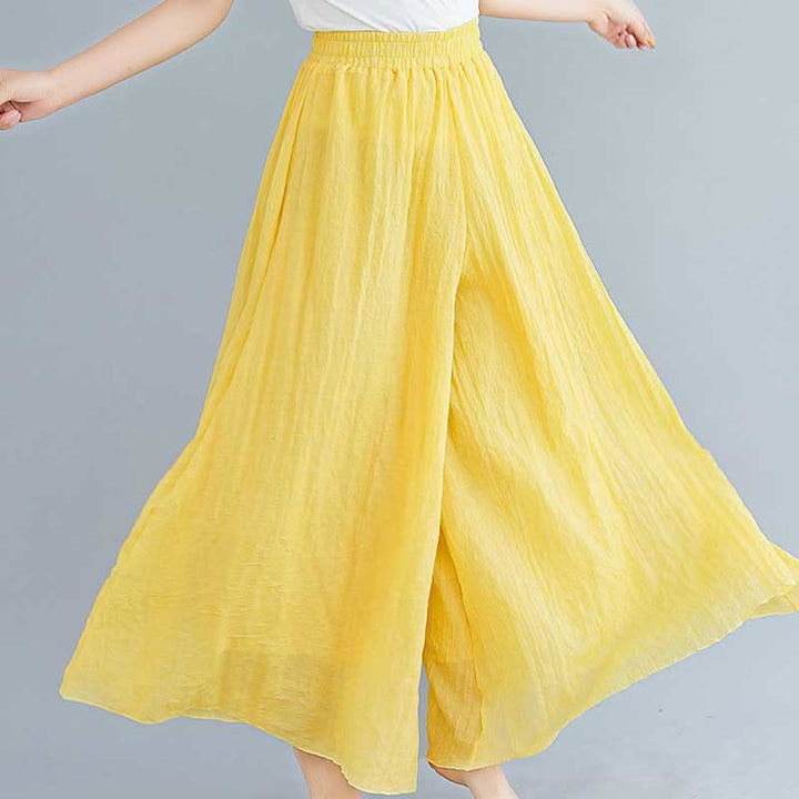 Pantaloni larghi in cotone e lino casual da donna Buddha Stones per yoga e danza