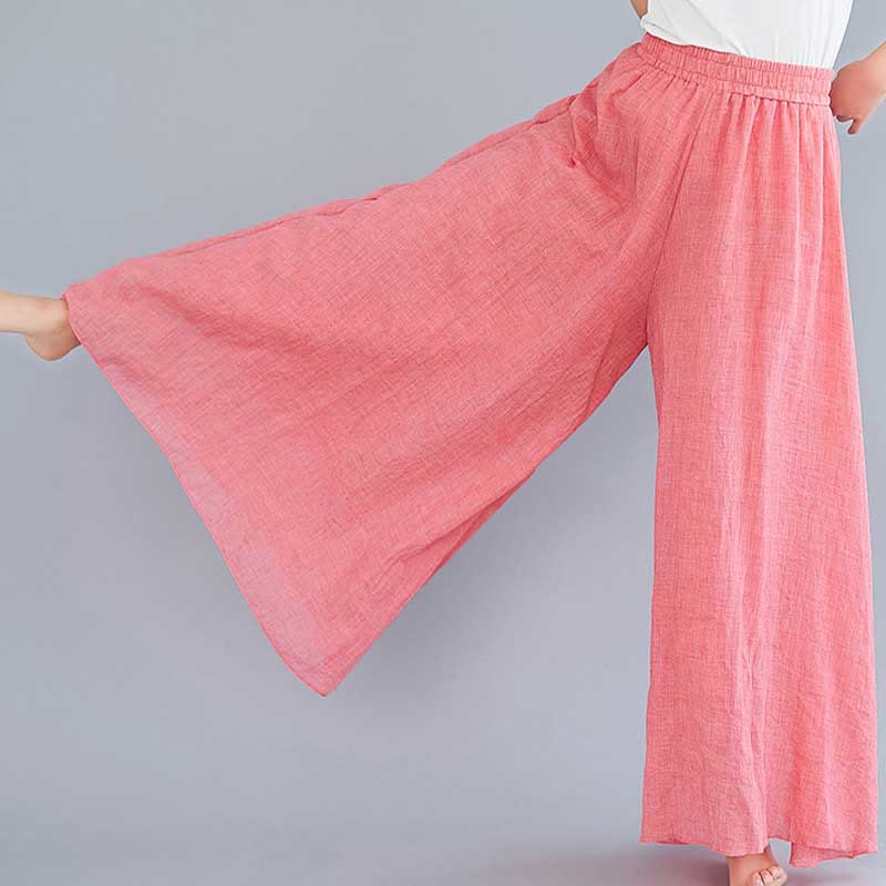 Pantaloni larghi in cotone e lino casual da donna Buddha Stones per yoga e danza
