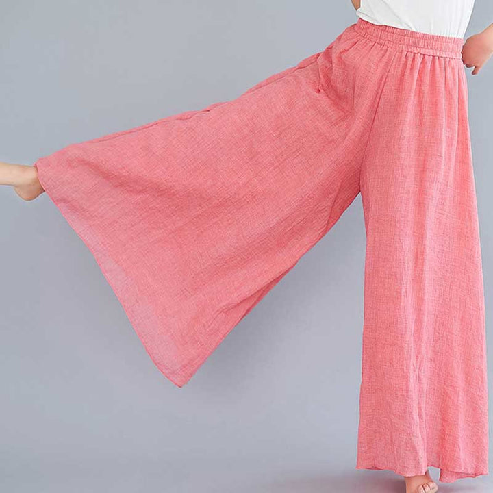 Pantaloni larghi in cotone e lino casual da donna Buddha Stones per yoga e danza