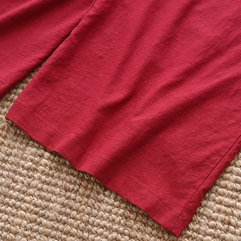 Pantaloni larghi in cotone e lino con coulisse e tasche Buddha Stones