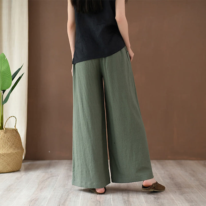 Pantaloni larghi in cotone e lino con coulisse e tasche Buddha Stones - image 17