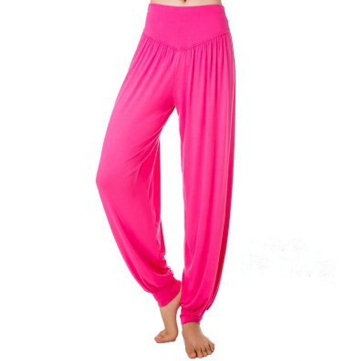 Pantaloni lunghi harem da danza yoga in modal tinta unita Buddha Stones