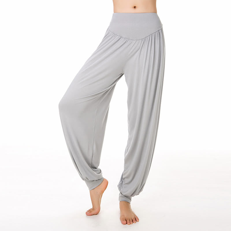 Pantaloni lunghi harem da danza yoga in modal tinta unita Buddha Stones