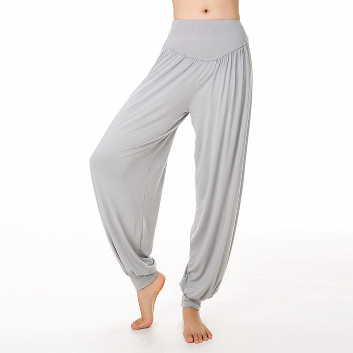 Pantaloni lunghi harem da danza yoga in modal tinta unita Buddha Stones