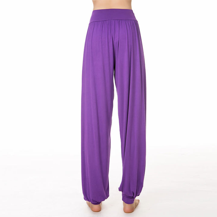 Pantaloni lunghi harem da danza yoga in modal tinta unita Buddha Stones