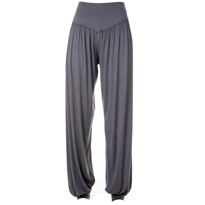 Pantaloni lunghi harem da danza yoga in modal tinta unita Buddha Stones