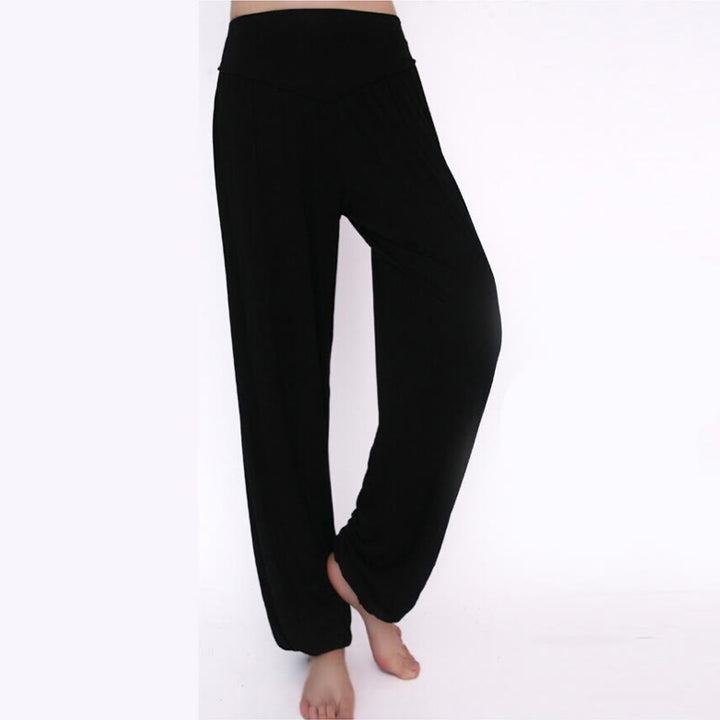 Pantaloni lunghi harem da danza yoga in modal tinta unita Buddha Stones
