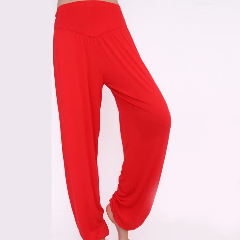 Pantaloni lunghi harem da danza yoga in modal tinta unita Buddha Stones