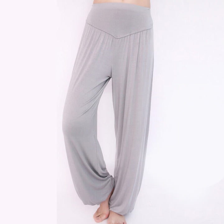 Pantaloni lunghi harem da danza yoga in modal tinta unita Buddha Stones