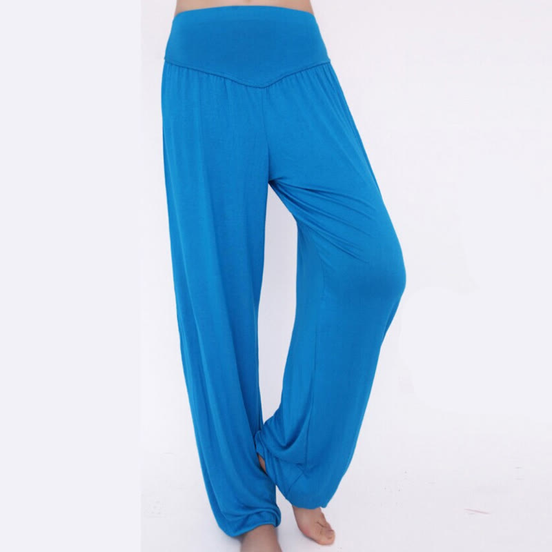 Pantaloni lunghi harem da danza yoga in modal tinta unita Buddha Stones