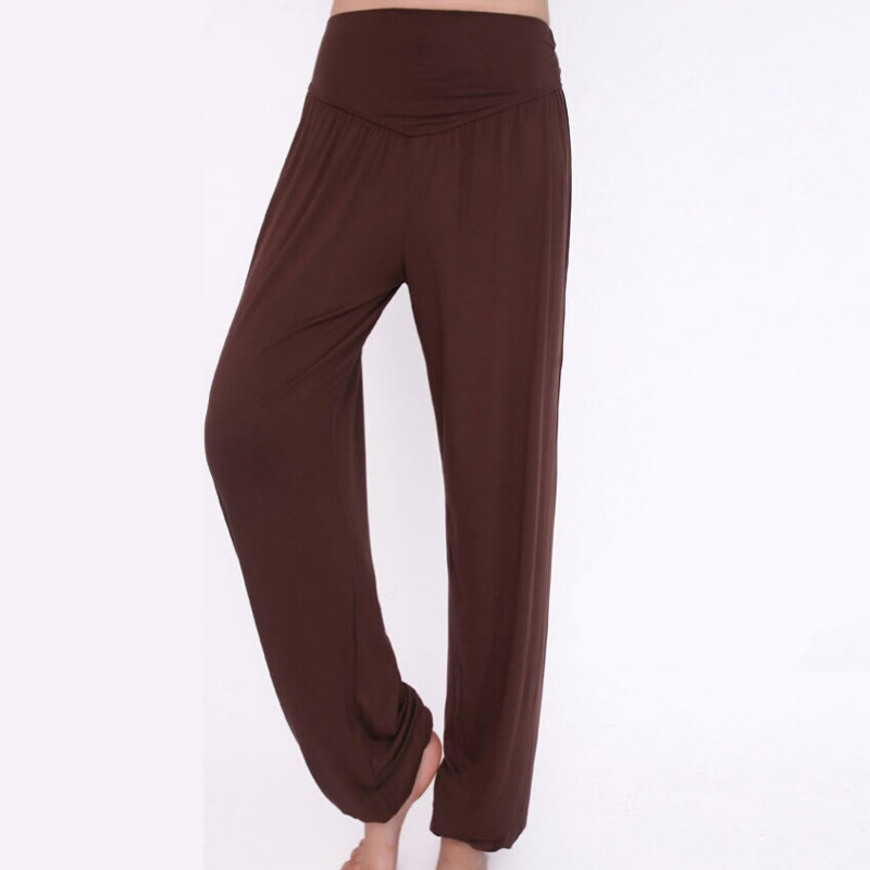 Pantaloni lunghi harem da danza yoga in modal tinta unita Buddha Stones