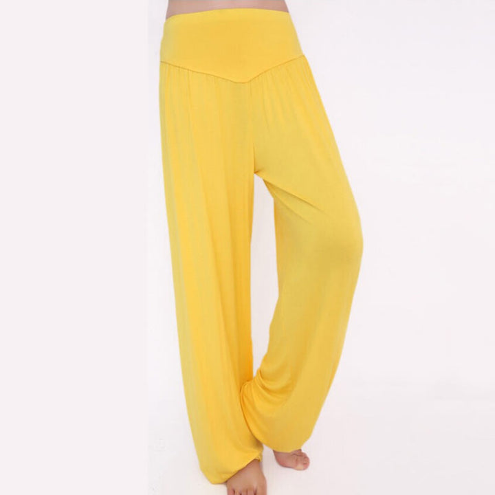 Pantaloni lunghi harem da danza yoga in modal tinta unita Buddha Stones