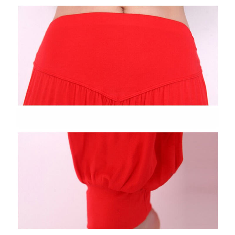 Pantaloni lunghi harem da danza yoga in modal tinta unita Buddha Stones