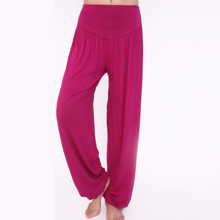 Pantaloni lunghi harem da danza yoga in modal tinta unita Buddha Stones - image 53