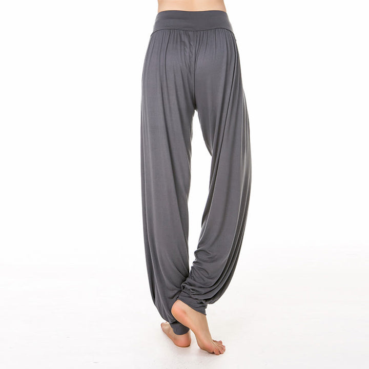 Pantaloni lunghi harem da danza yoga in modal tinta unita Buddha Stones