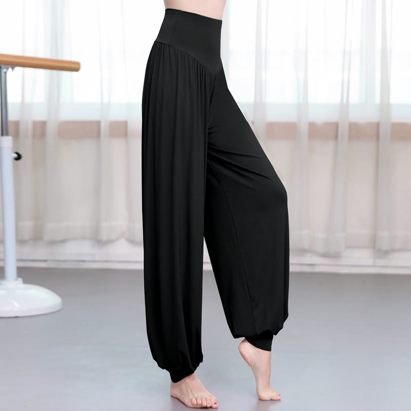 Pantaloni harem da yoga e danza in modal, tinta unita, Buddha Stones - Nero - US12, UK/AU16, EU44 (3XL) - image 0