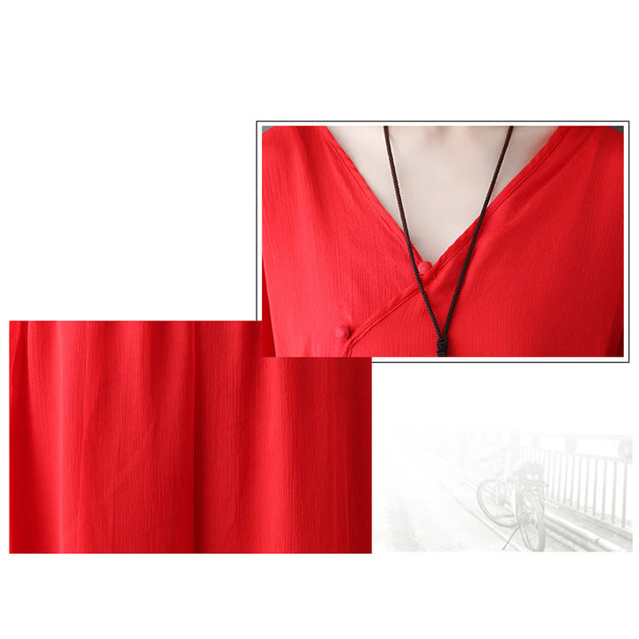 Abito tunica midi con Buddha Stones a V e pantaloni larghi, per meditazione, zen, danza - image 19