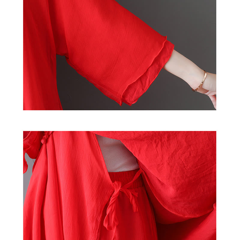 Abito tunica midi con scollo a V e pantaloni a gamba larga con motivo Buddha Stones, abbigliamento per meditazione, pratica zen e danza. - image 15