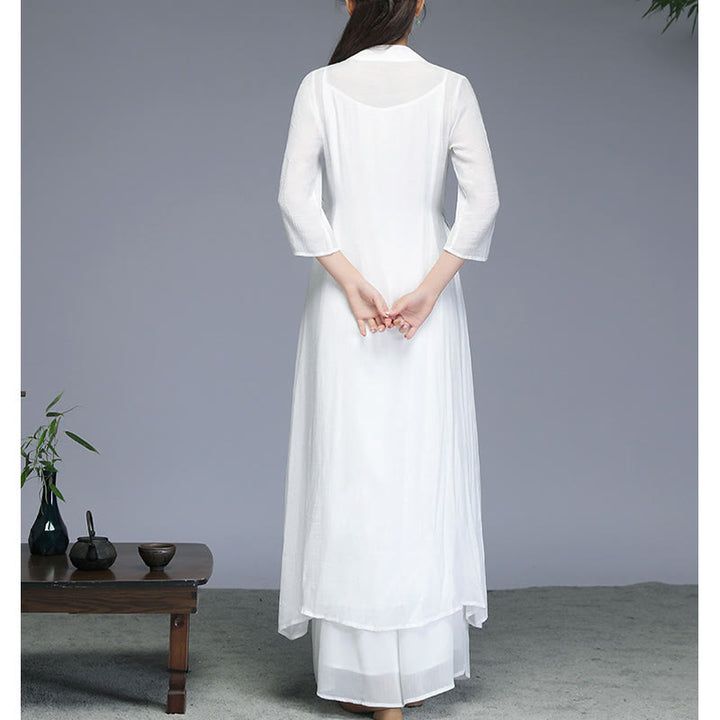 Abito midi stile Hanfu Buddha Stones pantaloni a gamba larga, abbigliamento per meditazione, pratica zen, yoga e danza. - image 3
