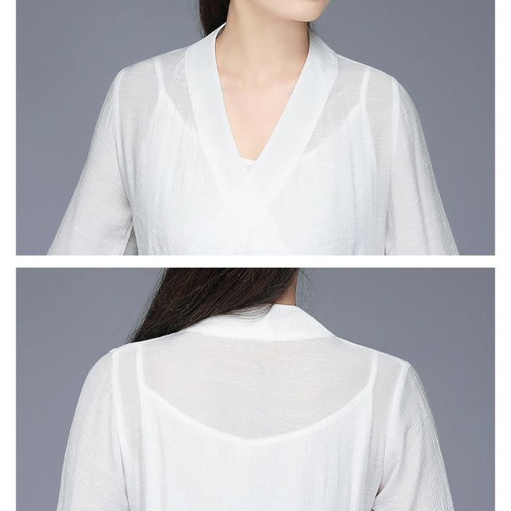 Abito midi in stile Hanfu Buddha Stones , pantaloni a gamba larga, meditazione, pratica zen, yoga, danza, abbigliamento - image 12