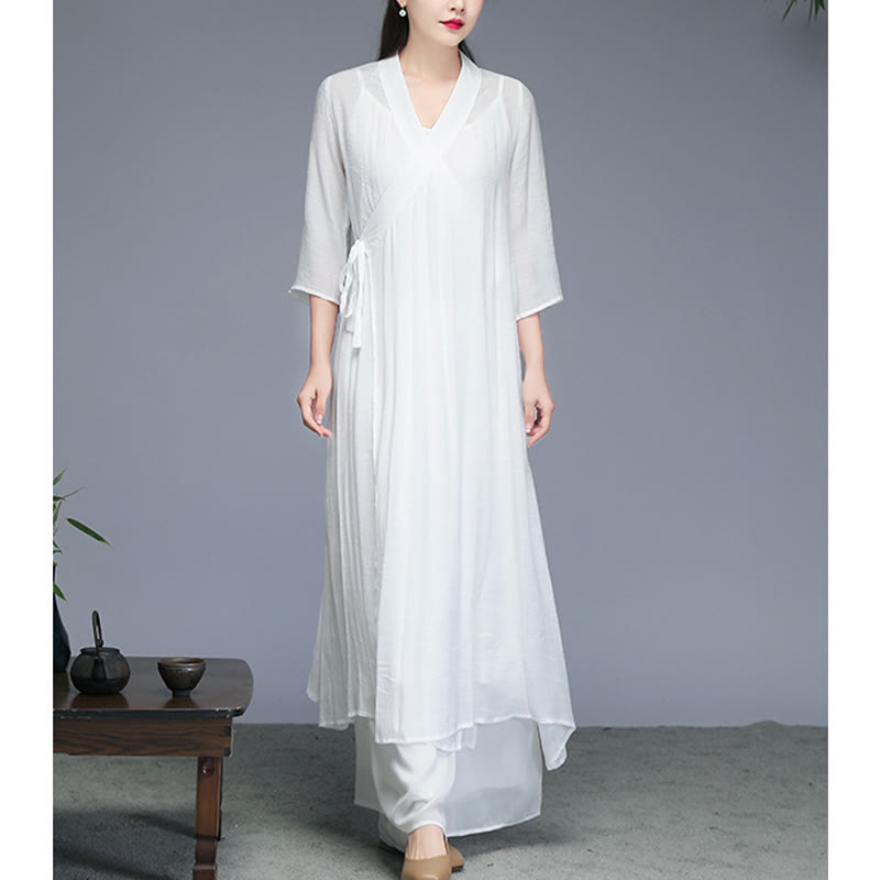 Abito midi stile Hanfu Buddha Stones pantaloni a gamba larga, abbigliamento per meditazione, pratica zen, yoga e danza. - image 10
