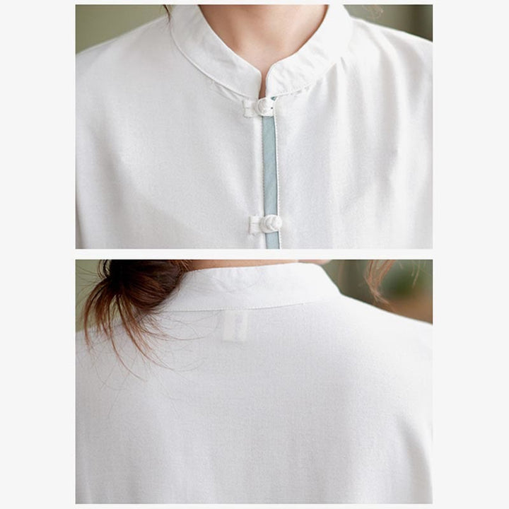 Set da donna in cotone e lino con 2 pezzi Buddha Stones , camicia a maniche lunghe, pantaloni e top per meditazione Zen Tai Chi - image 11