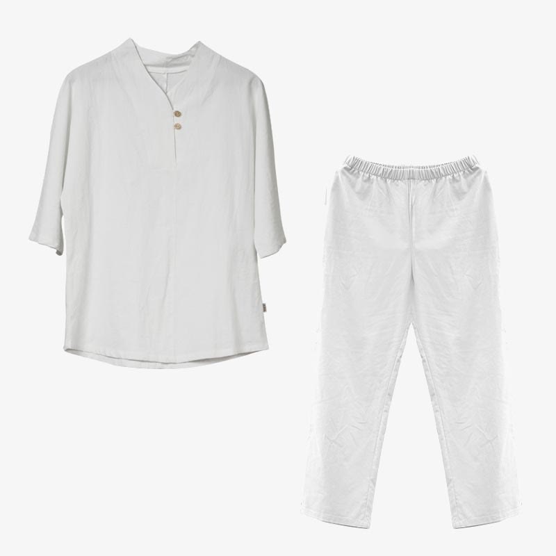 Set da donna di 2 pezzi Buddha Stones , maglietta, pantaloni, meditazione, zen, tai chi, cotone e lino - image 5