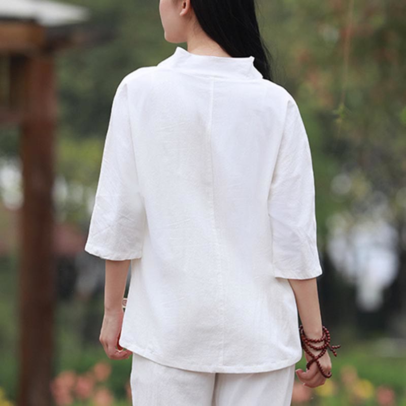 Set da donna di 2 pezzi Buddha Stones , maglietta, pantaloni, meditazione, zen, tai chi, cotone e lino - image 3