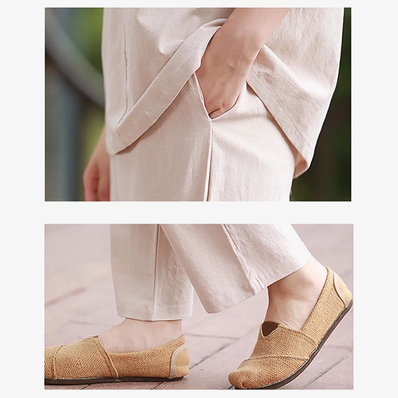 Set da donna di 2 pezzi Buddha Stones , maglietta, pantaloni, meditazione, zen, tai chi, cotone e lino - image 12