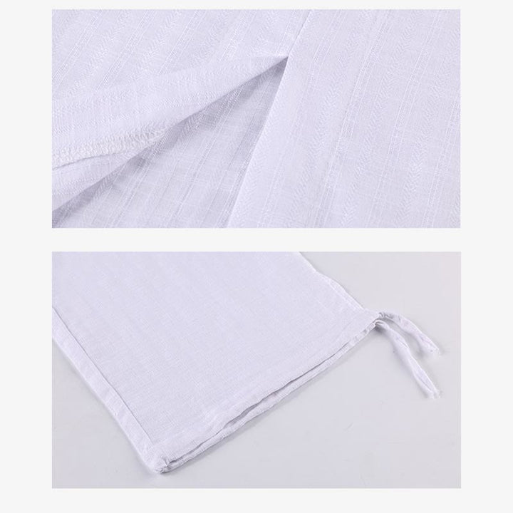 Buddha Stones 2 pezzi mezza manica camicia top pantaloni meditazione zen tai chi abbigliamento in lino set da donna