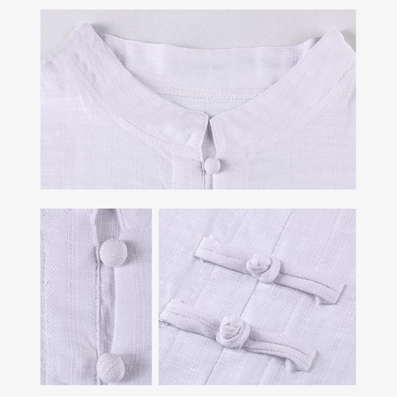 Buddha Stones 2 pezzi mezza manica camicia top pantaloni meditazione zen tai chi abbigliamento in lino set da donna