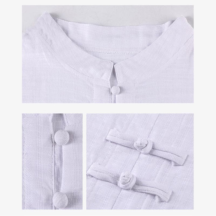 Buddha Stones 2 pezzi mezza manica camicia top pantaloni meditazione zen tai chi abbigliamento in lino set da donna