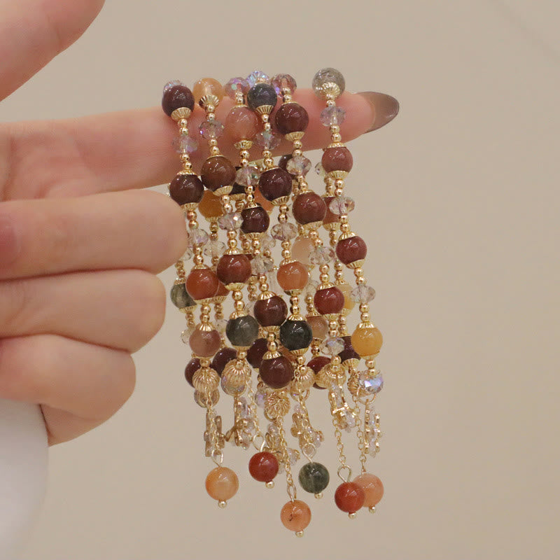 Braccialetto con ciondolo a farfalla con cristallo arcobaleno naturale Fu Lu Shou Buddha Stones Rutilato