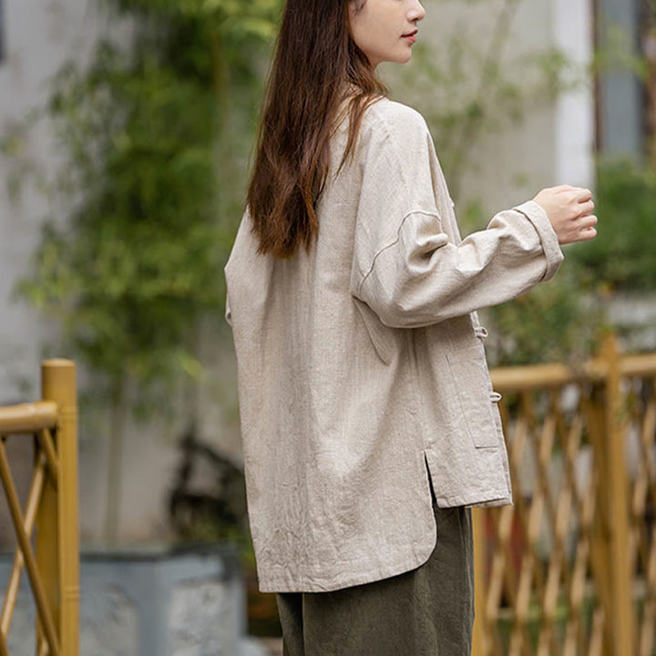 Camicia con motivo a rana Buddha Stones , abbigliamento per meditazione Tai Chi, giacca in lino e ramiè