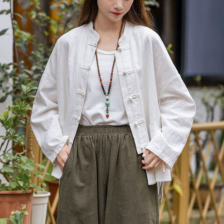 Camicia con motivo a rana Buddha Stones , abbigliamento per meditazione Tai Chi, giacca in lino e ramiè