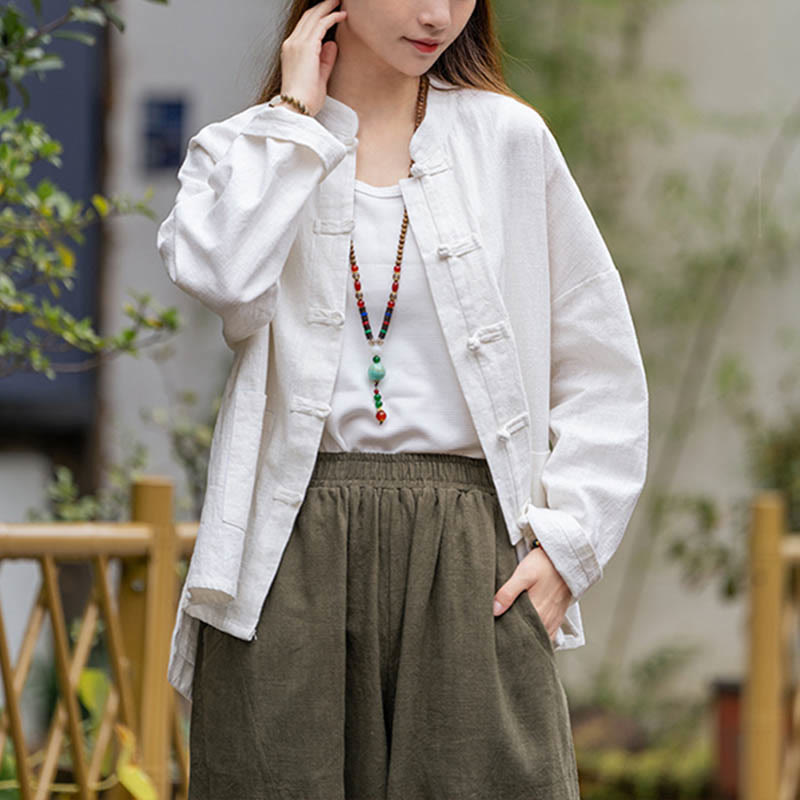 Camicia con motivo a rana Buddha Stones , abbigliamento per meditazione Tai Chi, giacca in lino e ramiè