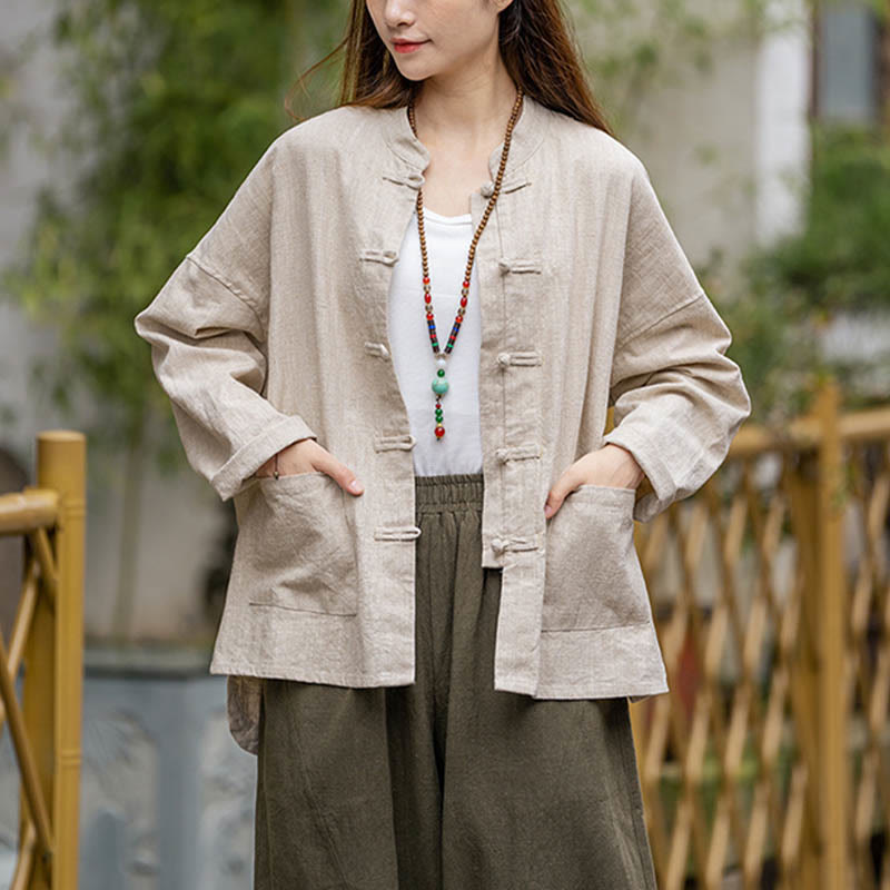 Camicia con motivo a rana Buddha Stones , abbigliamento per meditazione Tai Chi, giacca in lino e ramiè