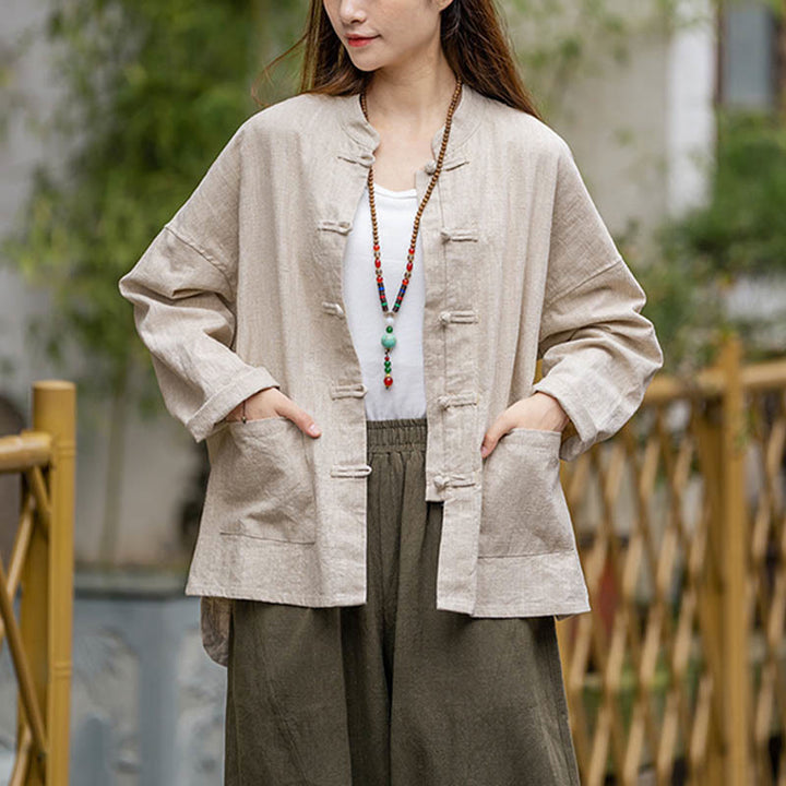 Camicia con motivo a rana Buddha Stones , abbigliamento per meditazione Tai Chi, giacca in lino e ramiè