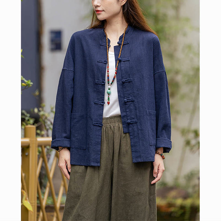 Camicia con motivo a rana Buddha Stones , abbigliamento per meditazione Tai Chi, giacca in lino e ramiè