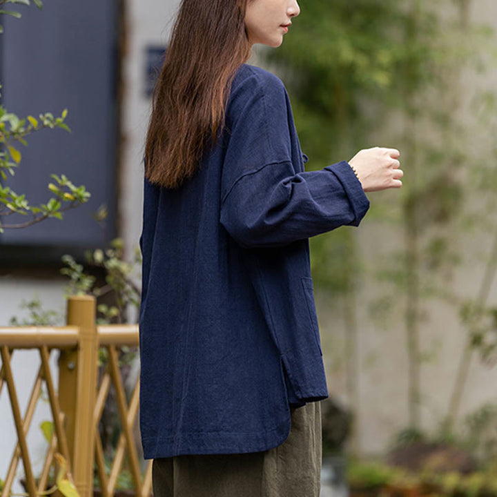 Camicia con motivo a rana Buddha Stones , abbigliamento per meditazione Tai Chi, giacca in lino e ramiè