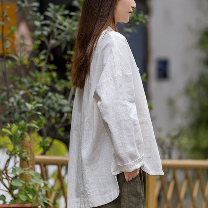 Camicia con motivo a rana Buddha Stones , abbigliamento per meditazione Tai Chi, giacca in lino e ramiè