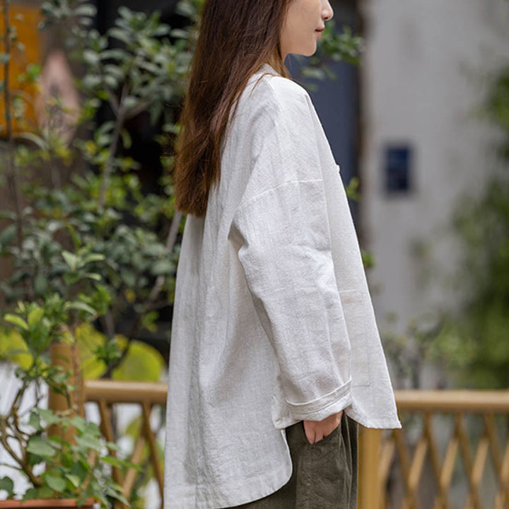 Camicia con motivo a rana Buddha Stones , abbigliamento per meditazione Tai Chi, giacca in lino e ramiè