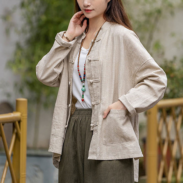 Camicia con motivo a rana Buddha Stones , abbigliamento per meditazione Tai Chi, giacca in lino e ramiè