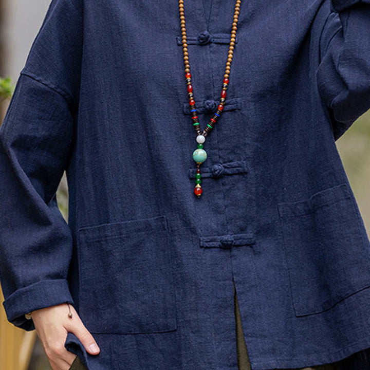 Camicia con motivo a rana Buddha Stones , abbigliamento per meditazione Tai Chi, giacca in lino e ramiè