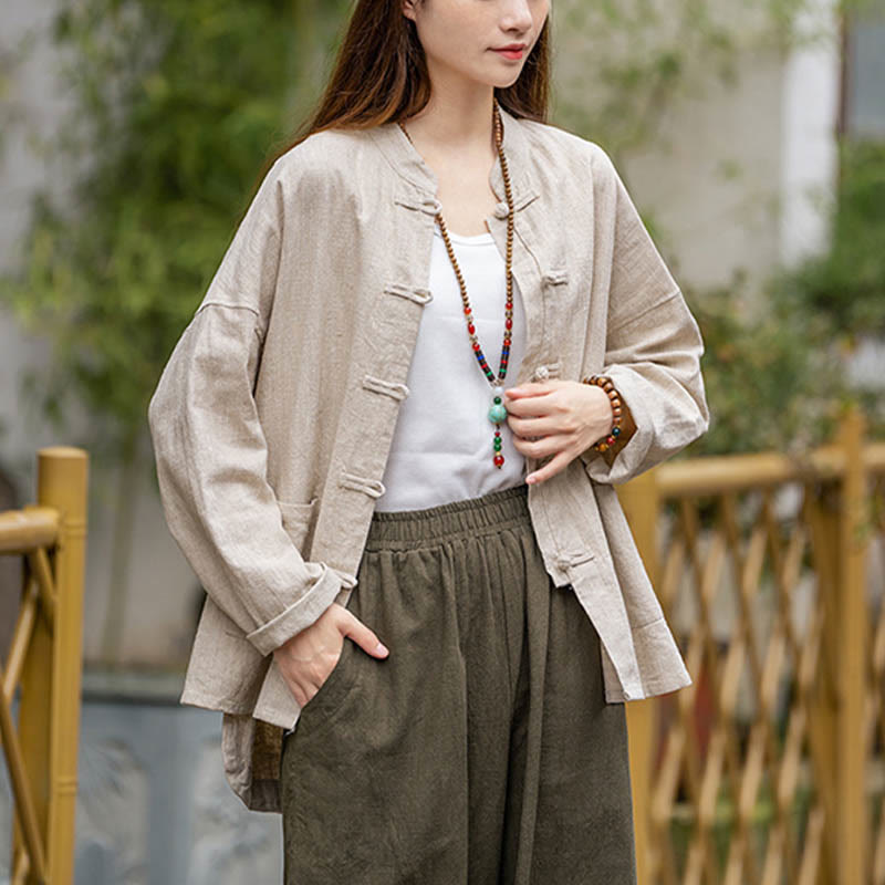 Camicia con motivo a rana Buddha Stones , abbigliamento per meditazione Tai Chi, giacca in lino e ramiè